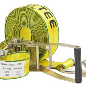 2" x 27' Yellow Ratchet Tie-Down Strap - 10K Capacity